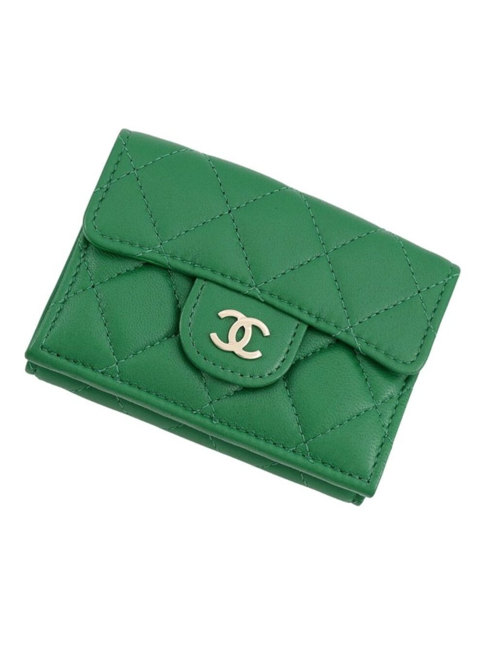 Chanel Trifold Wallet Quilted CC Logo Classic Small Flap